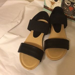 Madeline Black Slip on Sandals